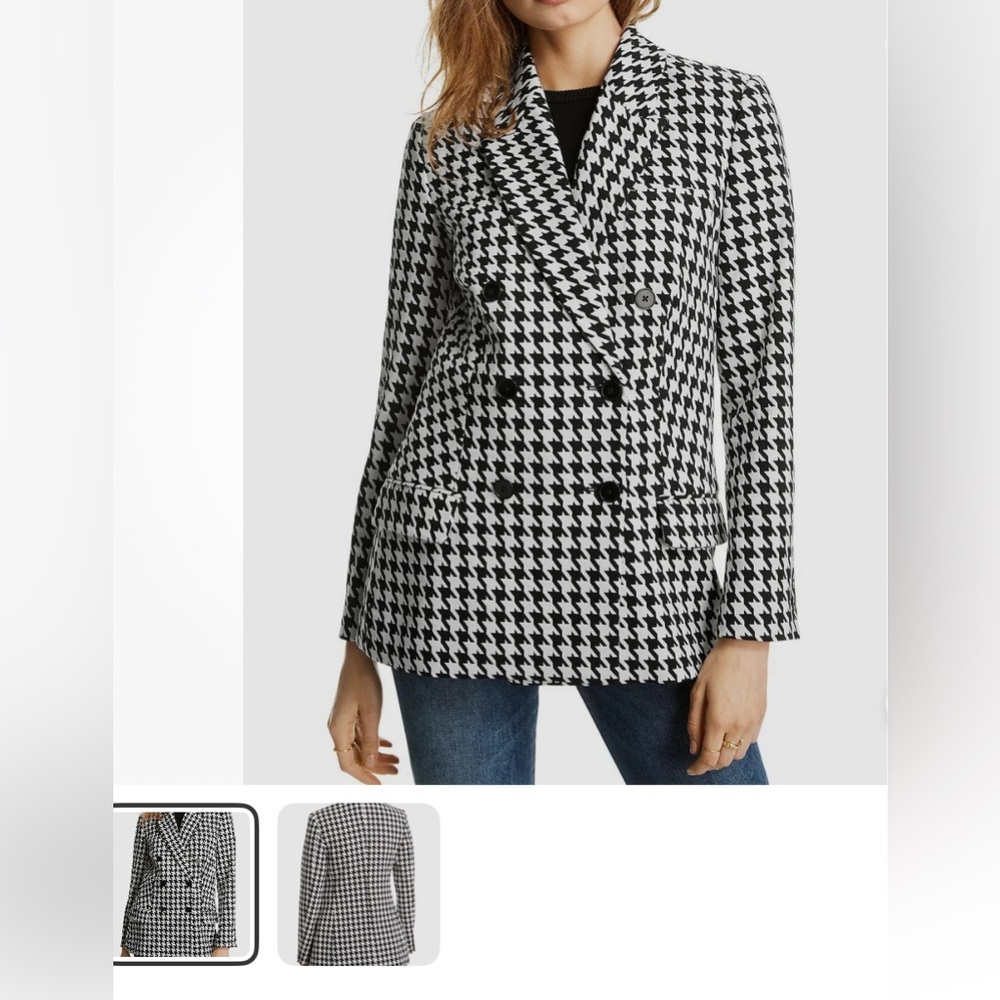 FATE- “BLACK & WHITE” HOUNDSTOOTH- DOUBLE-BREASTED COAT, WM’S SZ M